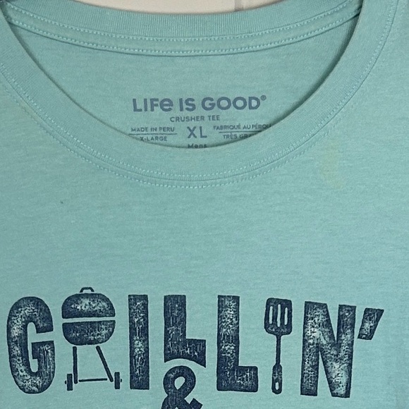 Life Is Good Grillin’ & Chillin’ Blue Long Sleeve Graphic crusher Tee XL Casual - Picture 4 of 4
